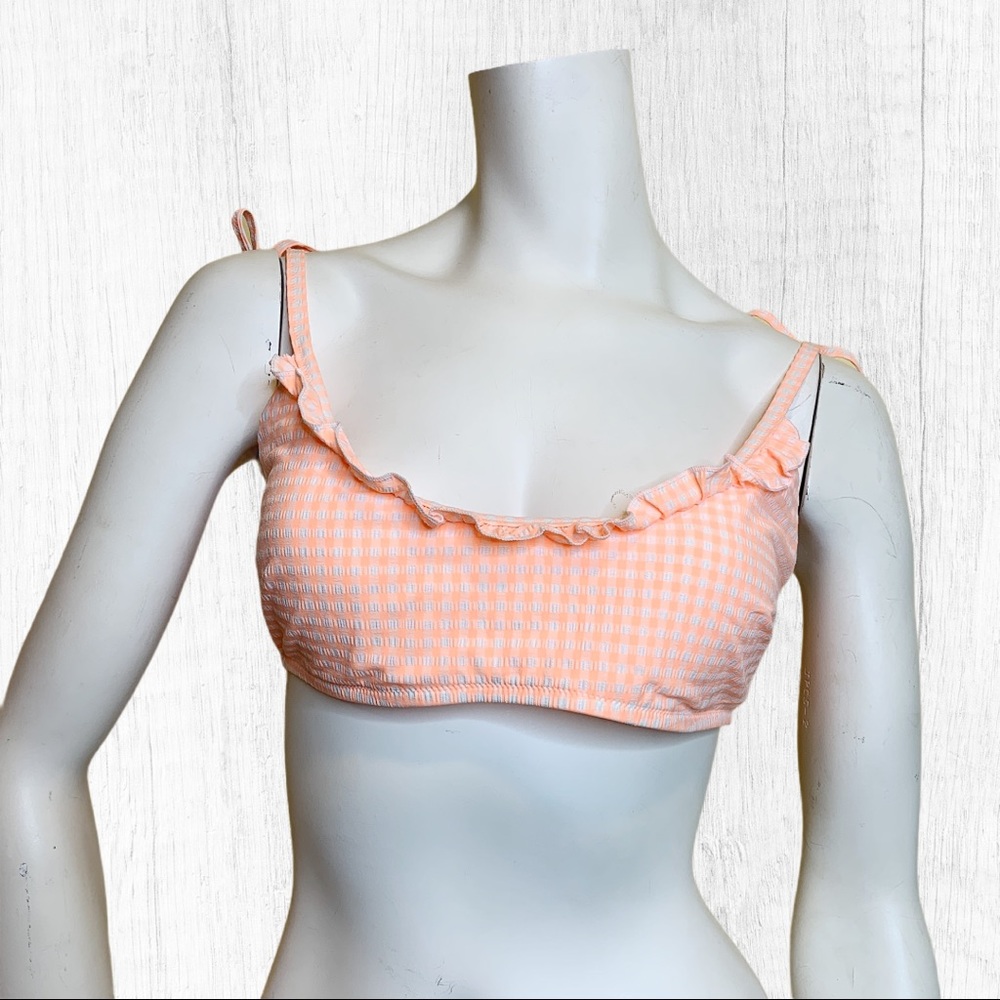 Aerie gingham print ruffle bikini top